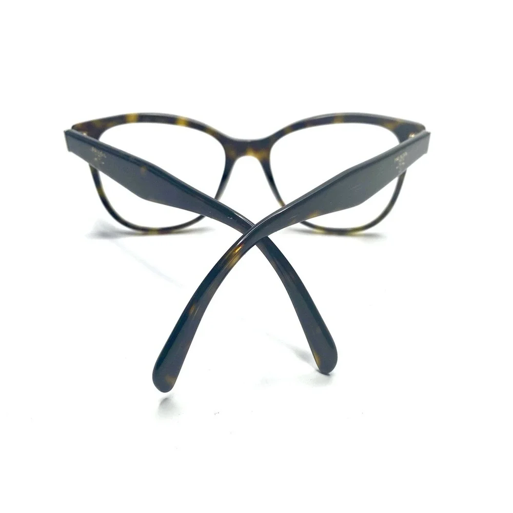 Prada Brown Brown Tortoise Cat Eye Glasses Italy Gold Accent VPR12T 51 17 140